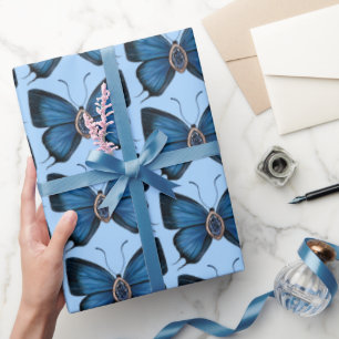 September Geburtstag Blue Butterfly Design Regal Geschenkpapier