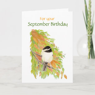 September Geburtstag Chickadee Bird Card Karte