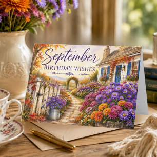 September Geburtstagswünsche Lila Astern Geburtsta Karte
