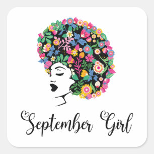 September Girl Colorful Geburtstag Quadratischer Aufkleber