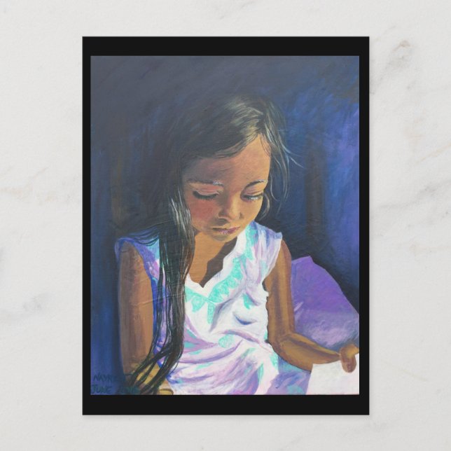 September Postkarte 2: Girl Reading BRENNAN CENTER (Vorderseite)