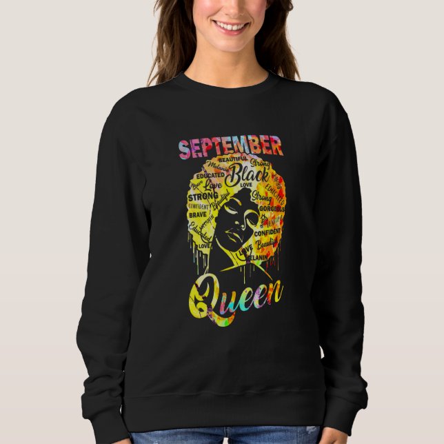 September Queen Black Women Afro Natural Hair Afri Sweatshirt (Vorderseite)