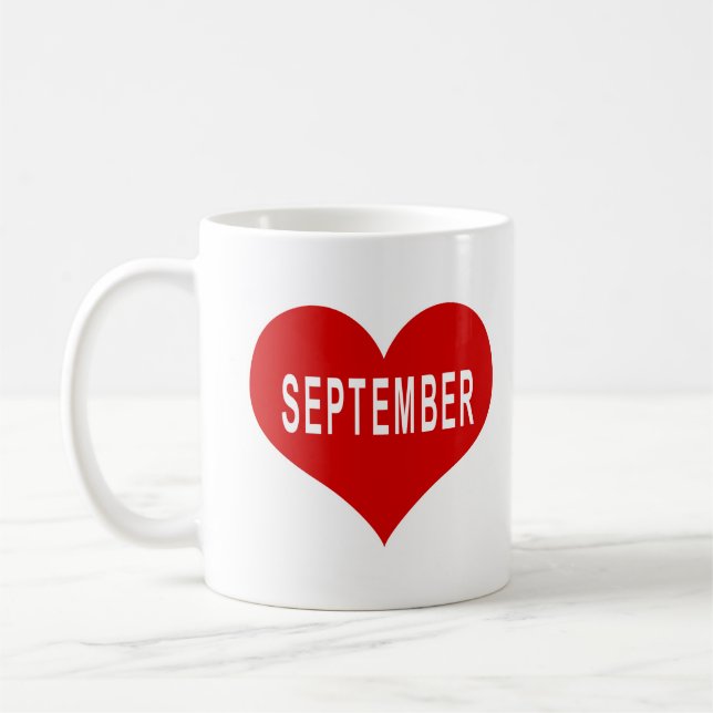 SEPTEMBER Rotes Liebe Herz Kaffeetasse (Links)