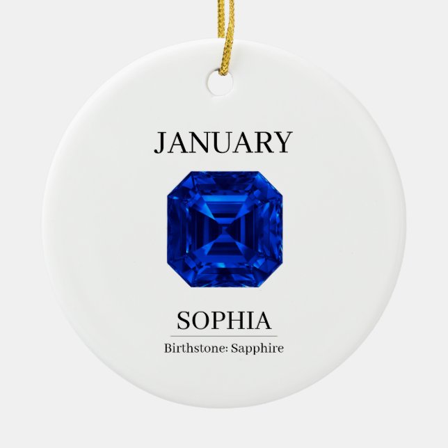 September Saphir Personalisierter Geburtstag Keramik Ornament (Vorne)