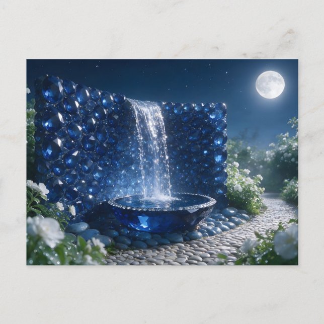 September Saphir Wasserfall Postkarte (Vorderseite)