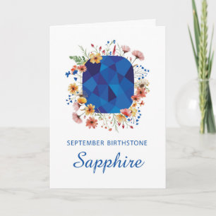 September Sapphire Birthstone Geburtstags-Wildblum Karte