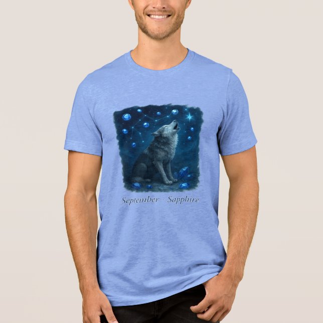 September Sapphire - Celestial Wolf Tri-Blend Shirt (Vorderseite)