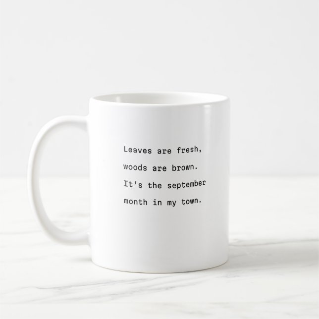 September Tasse Typografie poetische Blätter (Links)