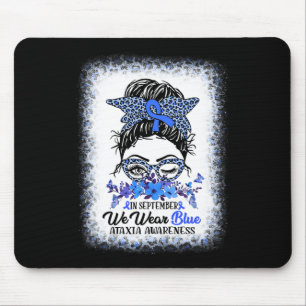 September We Wear Blue Ataxia Awareness Messy Bun Mousepad