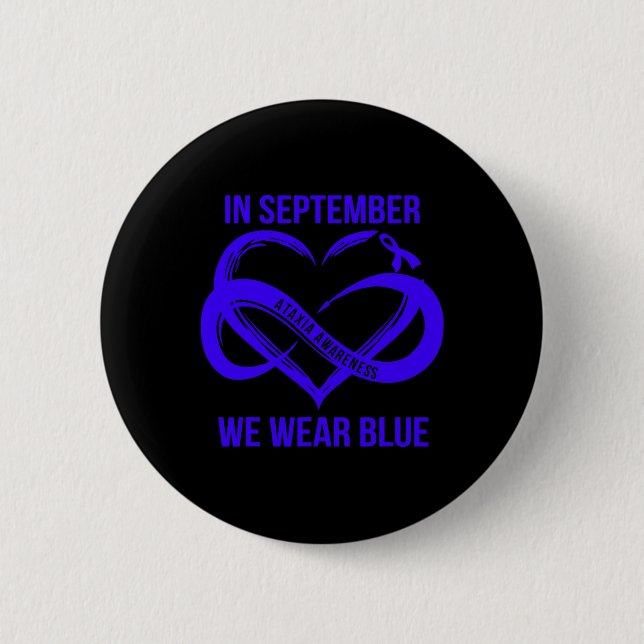 September We Wear Blue Ataxia Awareness Ribbon Button (Vorderseite)