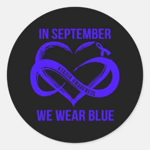 September We Wear Blue Ataxia Awareness Ribbon Runder Aufkleber