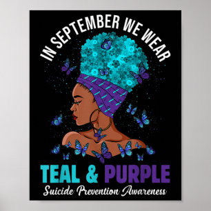 September Wir tragen Aquamarine Lila Suizidprävent Poster