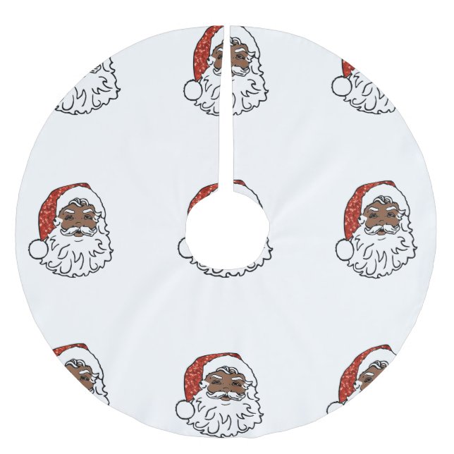 Sequenzer Schwarzer Santa Claus Weihnachtsbaumrock Polyester Weihnachtsbaumdecke (Vorderseite)