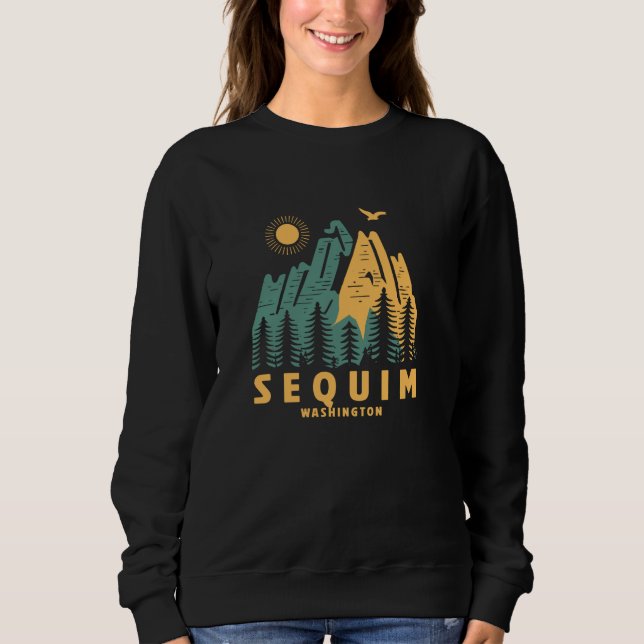 Sequim Mountains Washington Wandern Vintag Sweatshirt (Vorderseite)