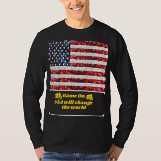 Sequin American Flag T - Shirt USA