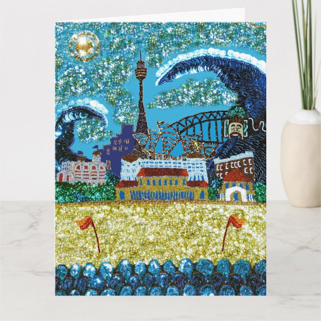 Sequin Art Birthday Card | Bondi Beach, Australien Karte (Vorderseite)
