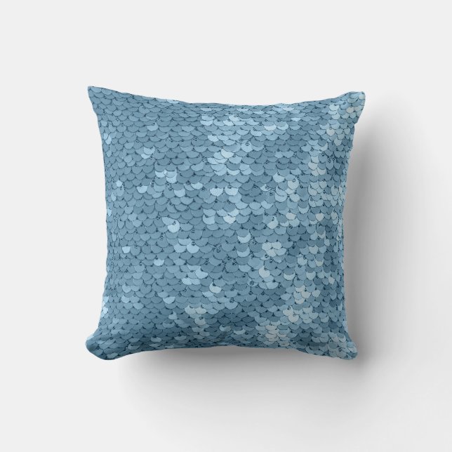 Sequin Fabric: Sky Blue Shimmer. Kissen (Vorderseite)