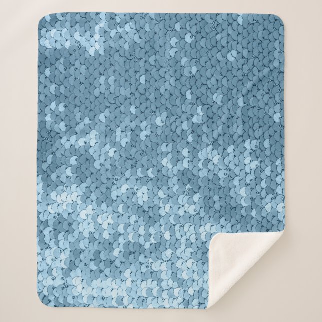 Sequin Fabric: Sky Blue Shimmer. Sherpadecke (Vorderseite)