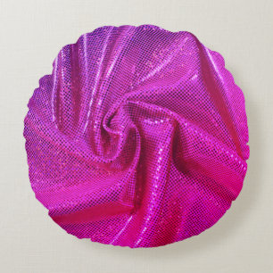 Sequin-Funkel-Glitzer sieht rosa Fuschia aus Rundes Kissen