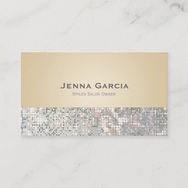 Sequin Glam Tan Beige Glitzy Business Card Visitenkarte (Vorderseite)