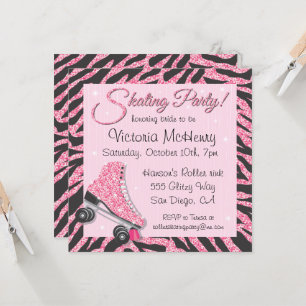 Sequin Glittering Roller Skaten-Party Einladungen