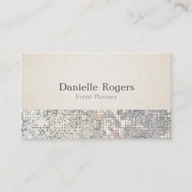 Sequin Glitzer Glam Glitzy Linen Business Card Visitenkarte (Vorderseite)