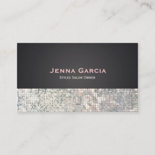 Sequin Glitzy Glam Black Charcoal Business Card Visitenkarte