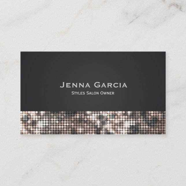 Sequin Glitzy Glam Bronze Black Business Card Visitenkarte (Vorderseite)