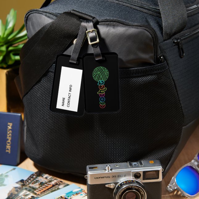 Sequin Glow Crochet Gepäckanhänger (Vorderseite & Rückseite)