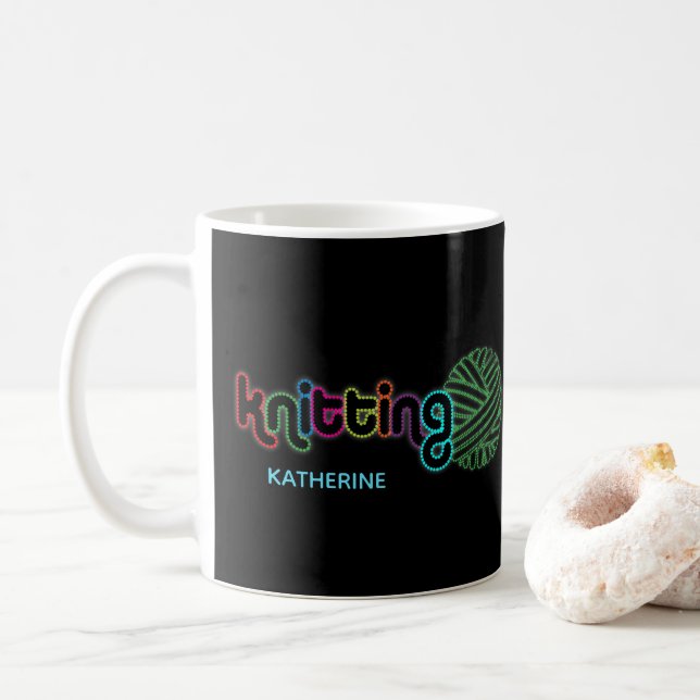 Sequin Glow Knitting Kaffeetasse (Mit Donut)