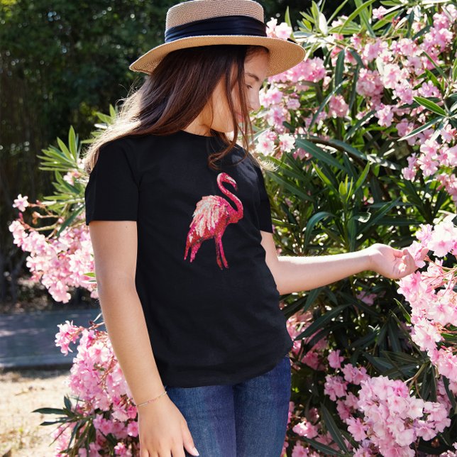 Sequin Printed Tropical Flamingo Girls T-Shirt (Von Creator hochgeladen)