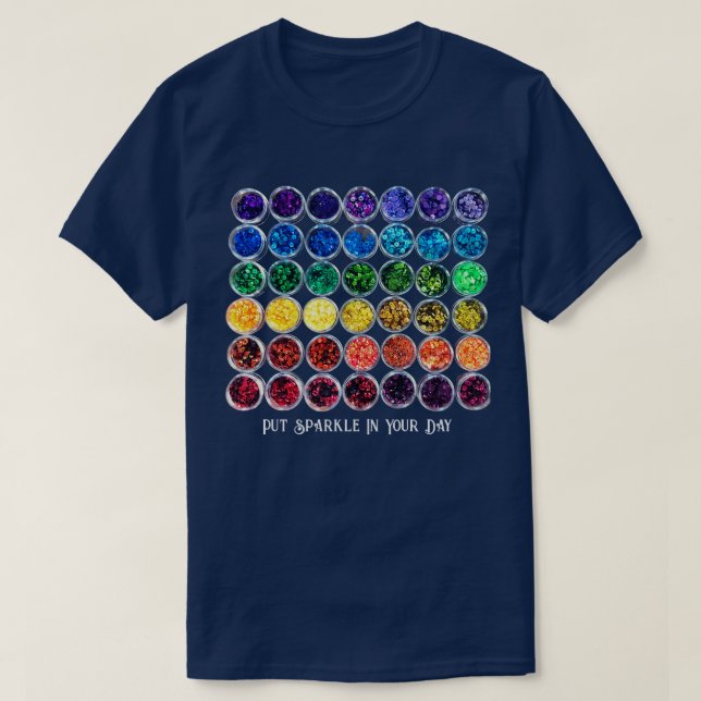 Sequin Sparkle personalisieren Text Blue Cotton T-Shirt (Design vorne)