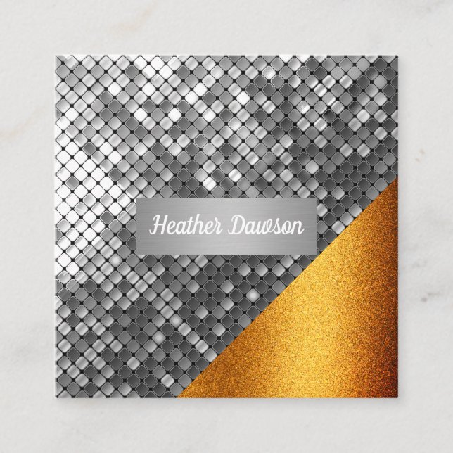 Sequin und Glitzer Quadratische Visitenkarte (Vorderseite)