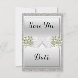 Sequins & Floral Gemes Glitzer Bow Save the Date