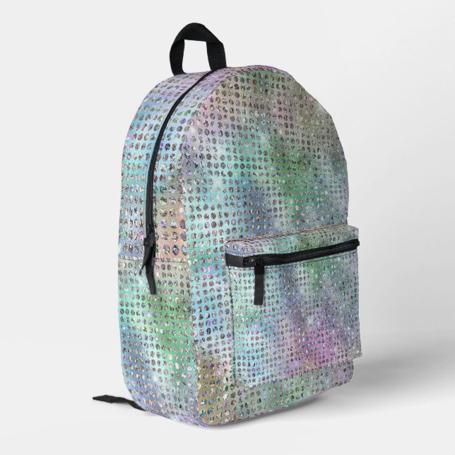 Sequins Funkelnd Imitate in mehrfarbigen Farben Bedruckter Rucksack (Rückseitige Ecke links)