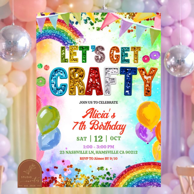 Sequins Glitter Colorful Sequin Craft Party Einladung (Von Creator hochgeladen)