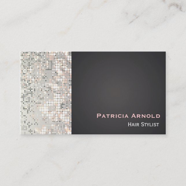 Sequins Glitzer Glam Glitzy Black Business Card Visitenkarte (Vorderseite)