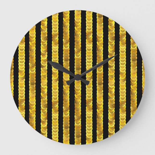 Sequins Muster, Perlen, Rhinestone, 3D Mode. Große Wanduhr (Vorderseite)