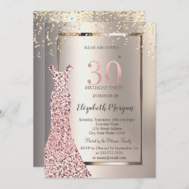 Sequins Rose Gold Dress Ivory 30. Geburtstag Einladung