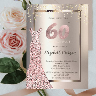 Sequins Rose Gold Dress Ivory 60. Geburtstag Einladung
