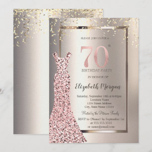 Sequins Rose Gold Dress Ivory 70. Geburtstag Einladung