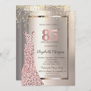 Sequins Rose Gold Dress Ivory 85. Geburtstag Einladung