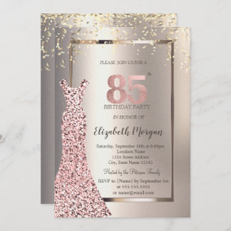 Sequins Rose Gold Dress Ivory 85. Geburtstag Einladung