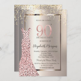 Sequins Rose Gold Dress Ivory 90. Geburtstag Einladung