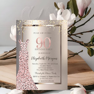 Sequins Rose Gold Dress Ivory 90. Geburtstag Einladung