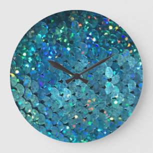 Sequins Sparkle: Makro Abstrakter Hintergrund Große Wanduhr