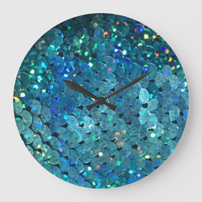 Sequins Sparkle: Makro Abstrakter Hintergrund Große Wanduhr (Vorderseite)