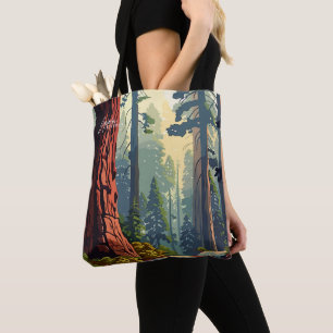 Sequoia California USA Vintag Art Illustration