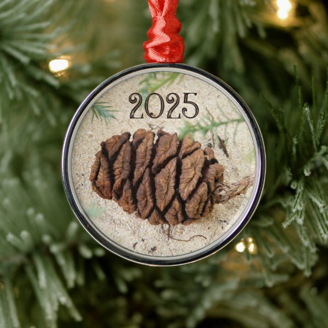 Sequoia Cone in Sand Ornament Aus Metall (Baum)