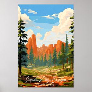 Sequoia Kings Canyon Vintage Reise Illustration Poster